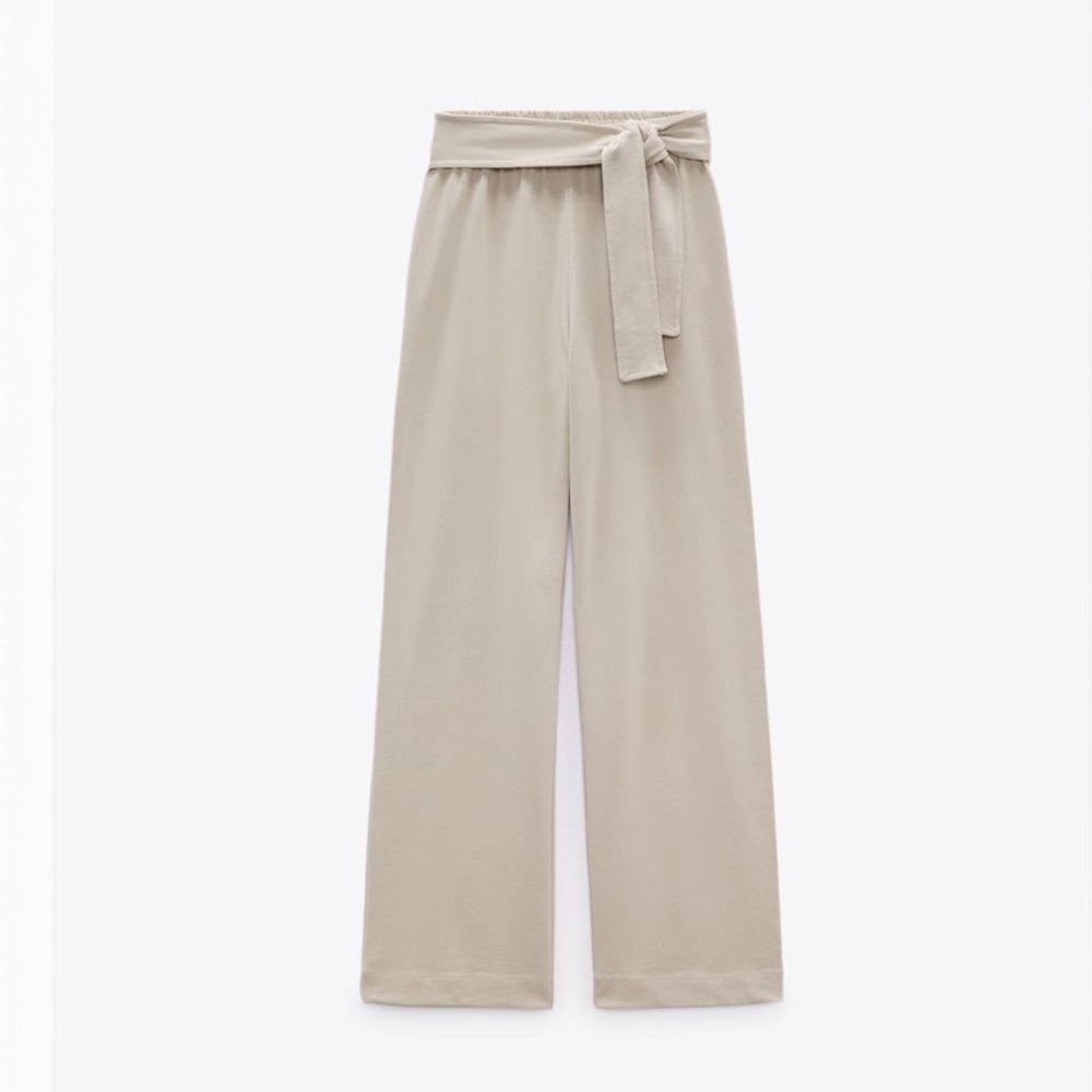 Zara high waist cotton tied pants